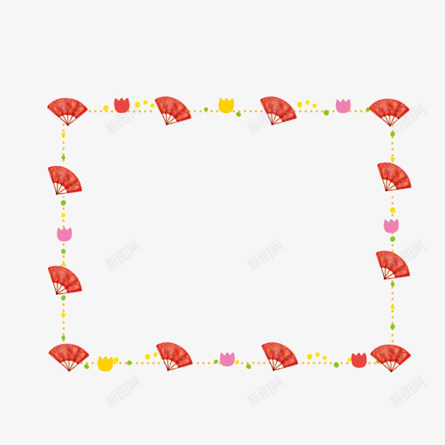 创意扇子边框psd免抠素材_新图网 https://ixintu.com 创意 彩色 扇子边框 手绘 清新 精美花边 边框