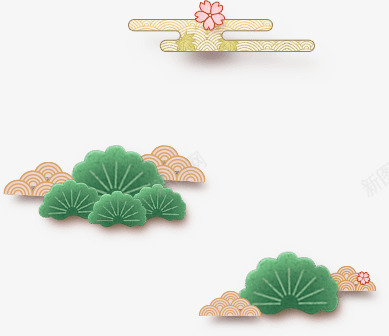 创意手绘绿色的扇形叶子祥云效果png免抠素材_新图网 https://ixintu.com 创意 效果 祥云 绿色 荷叶 扇形叶子