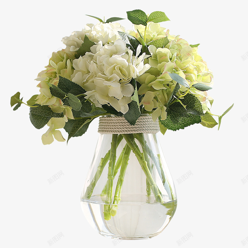 花瓶摆件png免抠素材_新图网 https://ixintu.com 产品实物 仿真花 仿真花容器摆设 摆件 水培 玻璃瓶 绣球整体花艺 花瓶 花艺