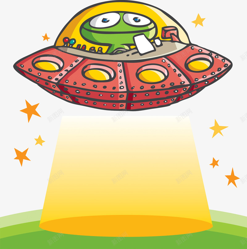 外星生物飞碟png免抠素材_新图网 https://ixintu.com 外星生物 插画 科幻飞船 降落 飞碟