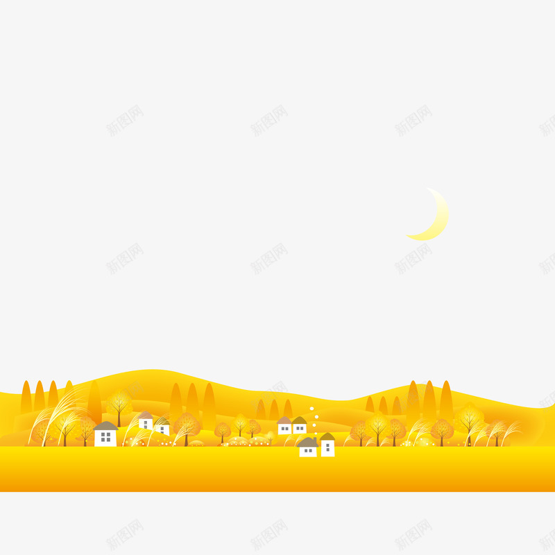 秋天山村风景图矢量图ai免抠素材_新图网 https://ixintu.com 池塘 白露 矢量免扣图 秋天山村风景 芦苇 风景 矢量图