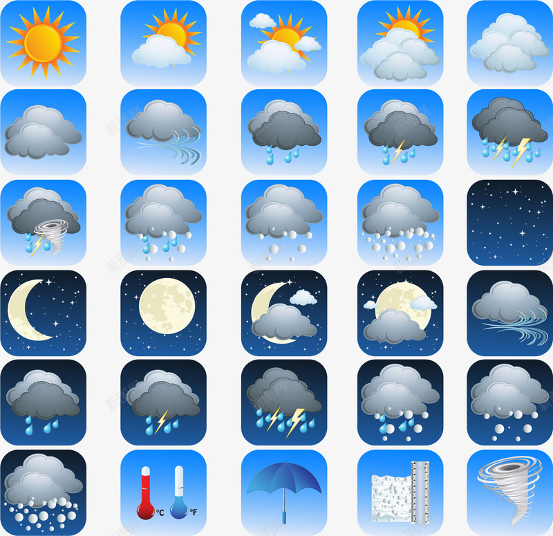 6组天气变化矢量图eps免抠素材_新图网 https://ixintu.com EPS矢量图 下雪 乌云 云月 变化 多云 大气湿度 天气 天气变化 天气插件 太阳 月亮 湿度 矢量图 阴 阵雨 雨 风雨气温图