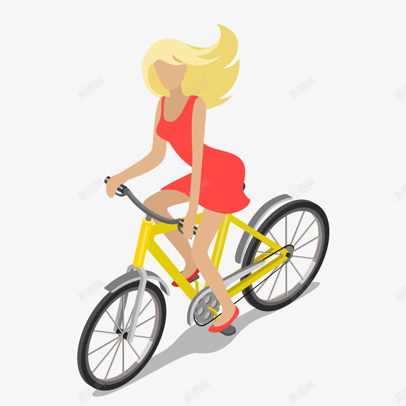 女孩骑单车前行矢量图ai免抠素材_新图网 https://ixintu.com 人物 光泽 单车 卡通 女孩 手绘 投影 装饰 质感 长发 阴影 骑车 矢量图