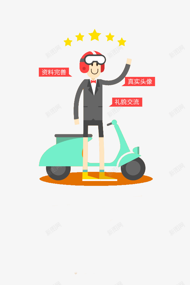 扁平化卡通送外卖png免抠素材_新图网 https://ixintu.com H5页面素材 五星好评 促销 促销图案 外卖免费下载 扁平化卡通送外卖免抠素材 扁平卡通 电商卡通素材 网页设计卡通