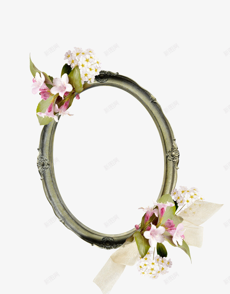 花叶相框png免抠素材_新图网 https://ixintu.com 叶子 彩带 树叶 花朵相框 金属相框 鲜花相框