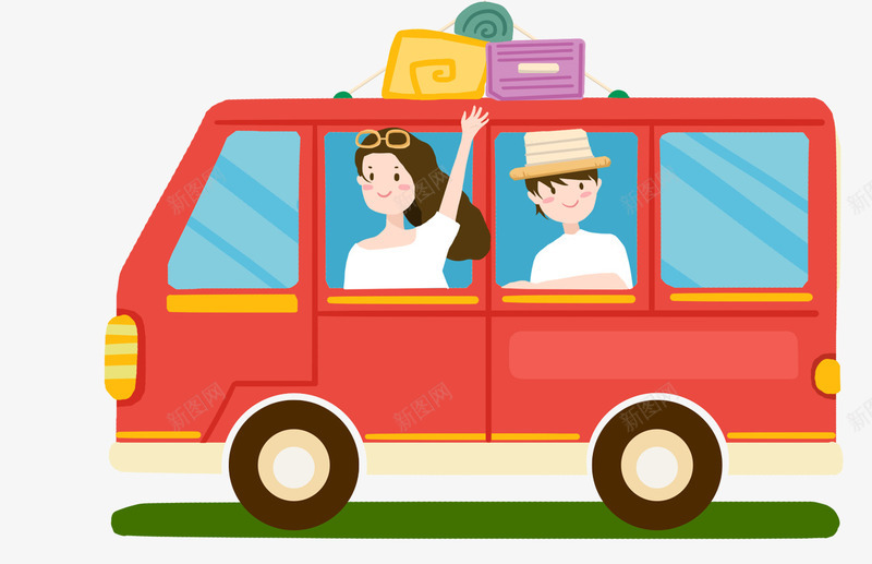 手绘可爱插图驾车旅行自驾游png免抠素材_新图网 https://ixintu.com 可爱插图 手绘 旅行 自驾游 装饰插图 驾车