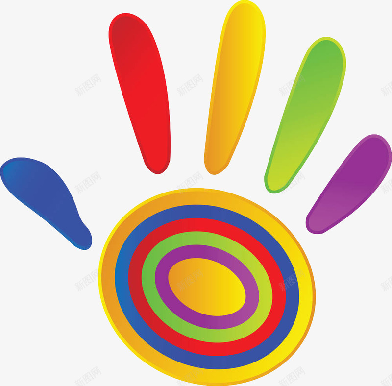 手绘彩色五指手掌png免抠素材_新图网 https://ixintu.com 五指 彩色 彩虹笔刷 彩虹色 手掌 手掌画 手绘彩虹 自然景观