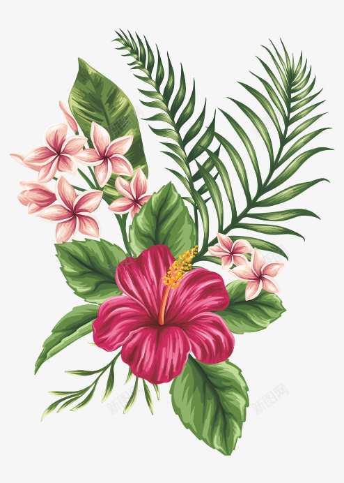 手绘花朵png免抠素材_新图网 https://ixintu.com 彩绘花 树叶 植物 热带花 绿植 花 花儿 花卉 花朵 花瓣 花草树木