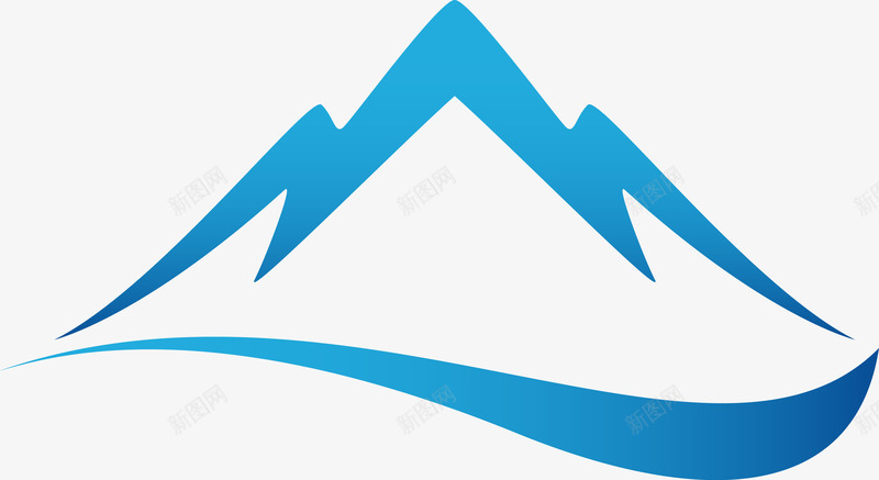 创意蓝色山水标志图图标png_新图网 https://ixintu.com logo 动感 图标 山峰 山水标志 山脉 山脉标志 日出 日落 标识 线条 轮廓 风光 风景