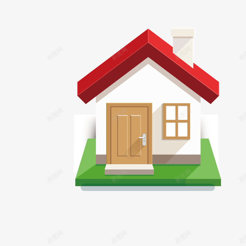 彩色房屋矢量图ai免抠素材_新图网 https://ixintu.com 卡通 固定 建筑 彩色 房屋 木质 木门 财产 矢量图