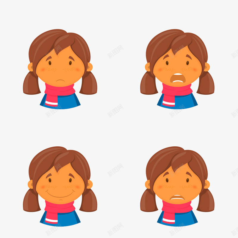 卡通棕发女孩表情头像矢量图ai免抠素材_新图网 https://ixintu.com 不开心 人物 卡通 卡通人物不开心 叹气沮丧 头像 女孩 无奈 无奈表情包 棕发 沮丧 矢量图 笑脸 表情 难过