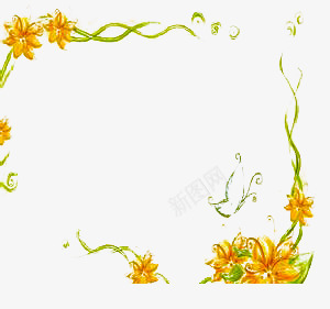绚丽手抄报花边png免抠素材_新图网 https://ixintu.com 三八妇女节手抄报 浪漫 版报花边 花朵 金黄