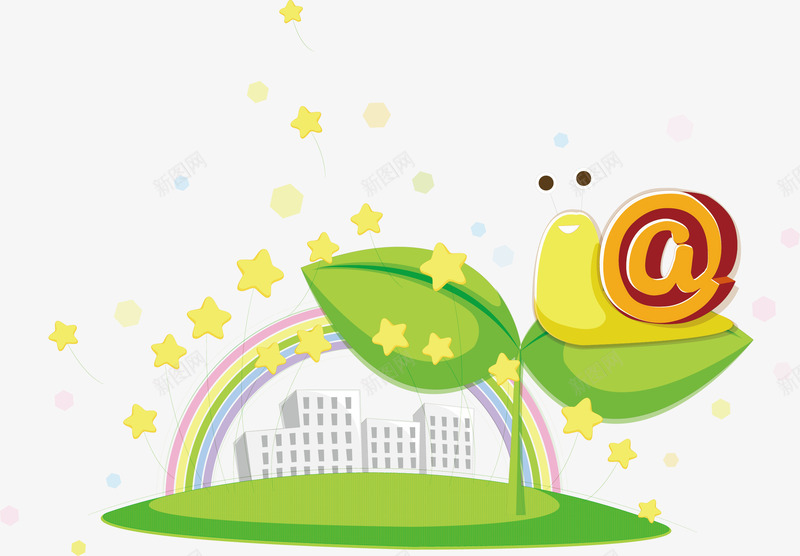 卡通网络科技插画png免抠素材_新图网 https://ixintu.com 信息时代 健康网络 矢量卡通插画 绿色网络 网络科技