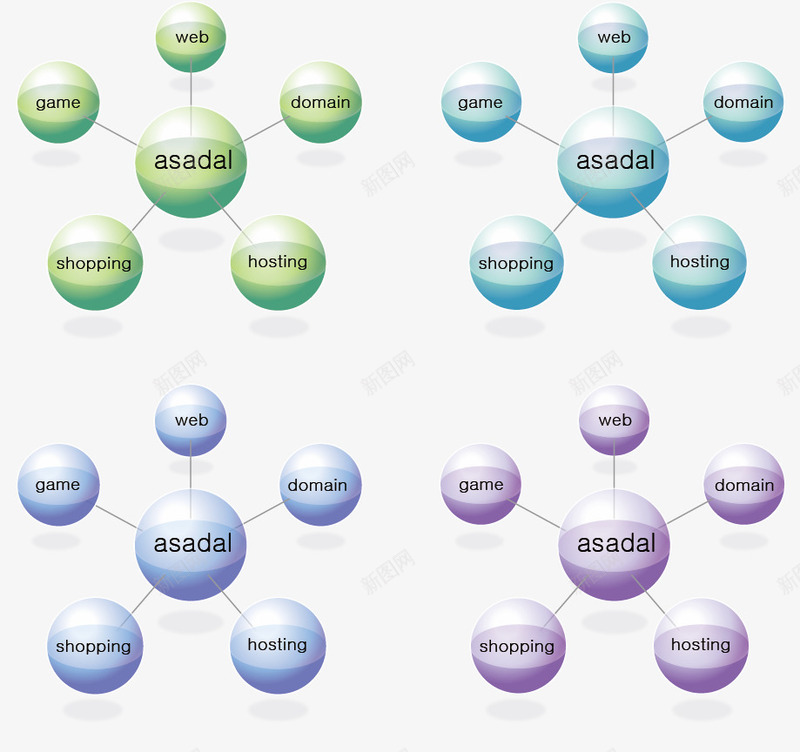 四组总分结构图表矢量图ai免抠素材_新图网 https://ixintu.com 彩色 总分结构 矢量素材 立体球体 矢量图