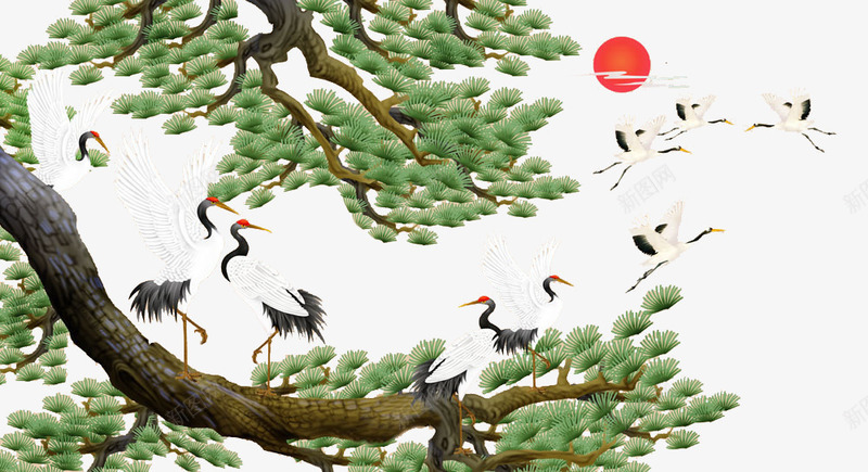 水墨松鹤png免抠素材_新图网 https://ixintu.com 松鹤 松鹤延年 水墨 画 鸟类