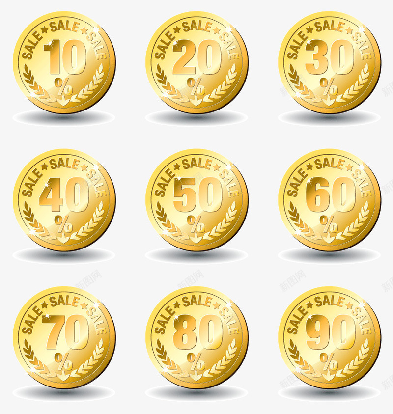 周年庆金币矢量图ai免抠素材_新图网 https://ixintu.com 周年庆 折扣 金币 金色 矢量图