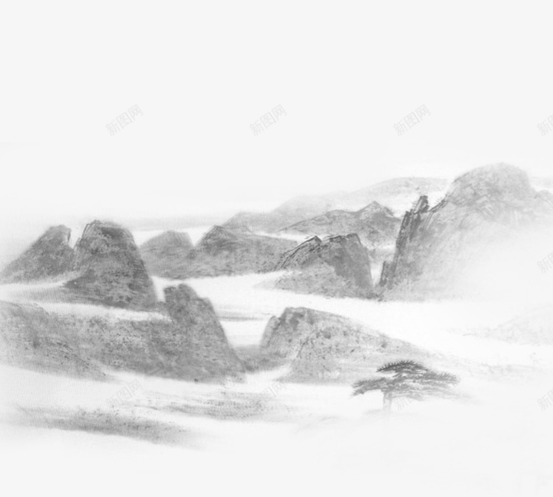 水墨山脉线条png免抠素材_新图网 https://ixintu.com 中国画 云雾缭绕 古风 山水 山水画 山水背景 山脉 山脉纹理 山脉线条