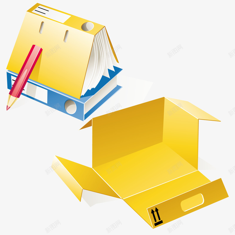 包装盒子和日历文件夹png免抠素材_新图网 https://ixintu.com 办公用品 文件夹 日历 盒子包装