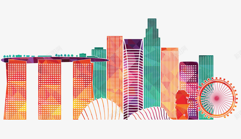 楼房png免抠素材_新图网 https://ixintu.com 剪影 彩色 楼房