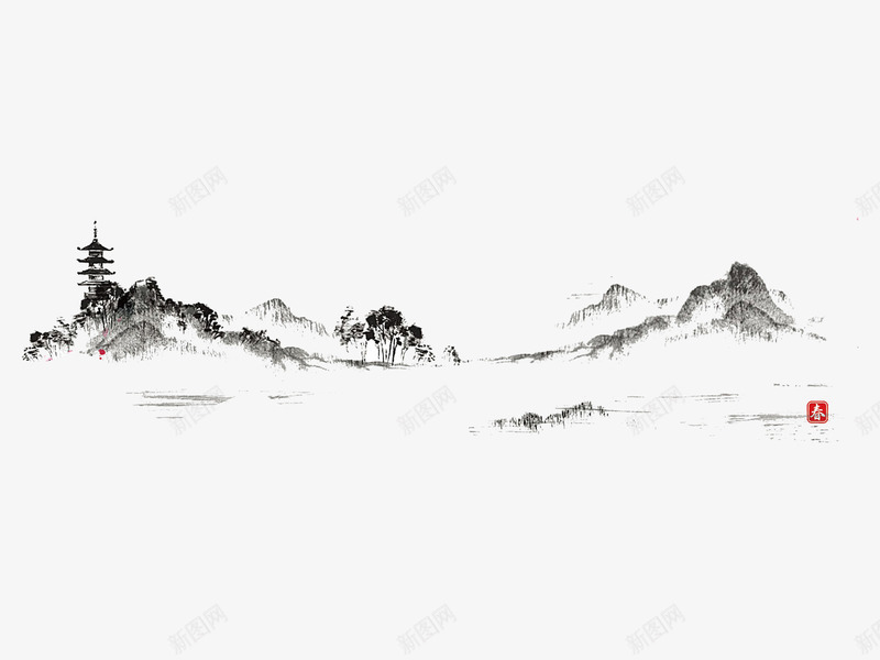 素雅中国风山水墨画psd免抠素材_新图网 https://ixintu.com 中国风 免抠 山水 山水墨图 山水墨画 水墨 水墨画 画画 素气 素雅 绘画