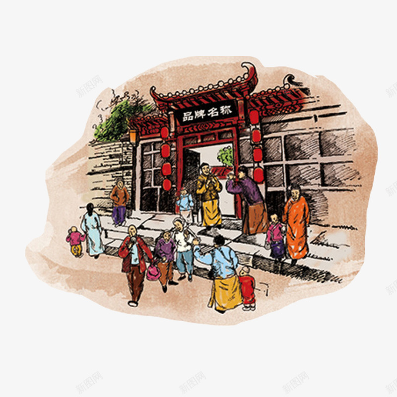 赶集掠影png免抠素材_新图网 https://ixintu.com 古代 掠影 水墨 赶集