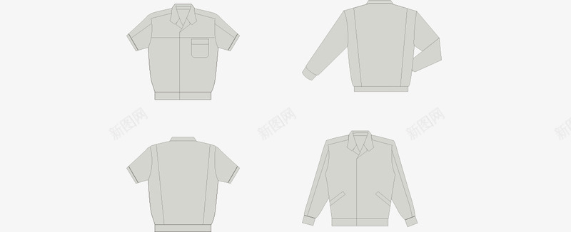 扁平服装套装白色工装png免抠素材_新图网 https://ixintu.com 套装 扁平 服装