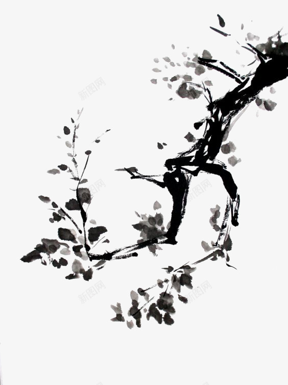 水墨树枝png免抠素材_新图网 https://ixintu.com 中国风 古树 枯树 树杈 树枝免扣元素 水墨画 连枝
