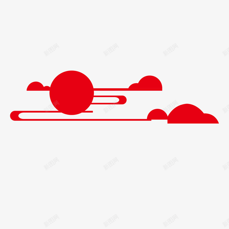 中国风手绘红彩风景png免抠素材_新图网 https://ixintu.com 中国风 红色圆形 弧形丝带 云纹 底纹 风景
