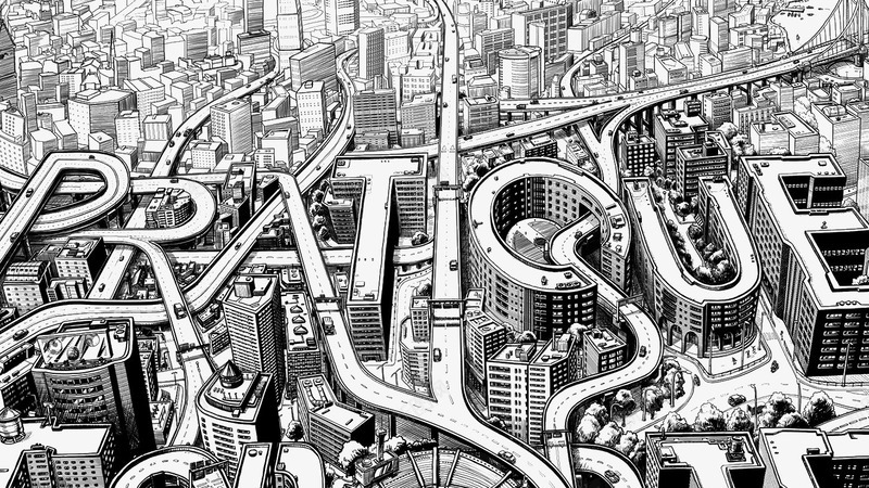 素描城市道路楼房png免抠素材_新图网 https://ixintu.com 楼房 汽车 道路交通