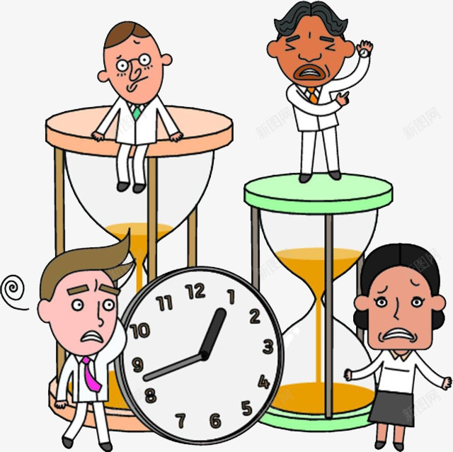 最后期限png免抠素材_新图网 https://ixintu.com 卡通手绘 沙漏 疑惑 皱眉 着急 装饰 郁闷的人