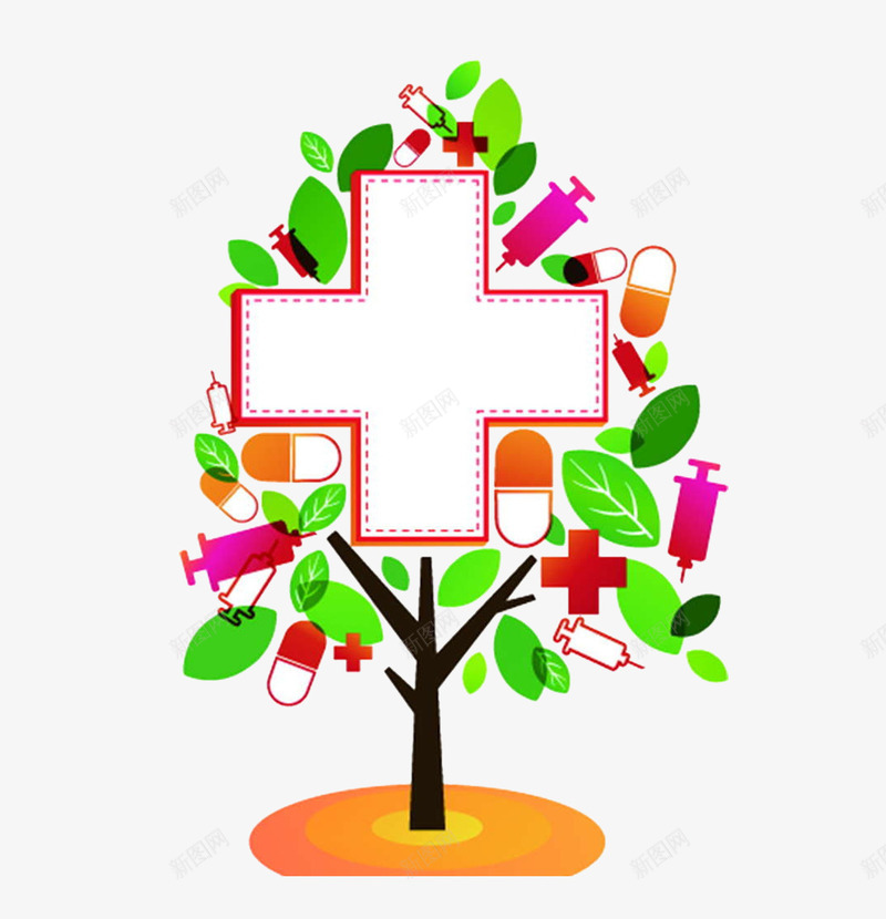 彩色的红十字会标识图标png_新图网 https://ixintu.com 免抠 平面设计 彩色 标识 树 红十字会
