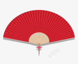 红色中国风扇子装饰图案素材