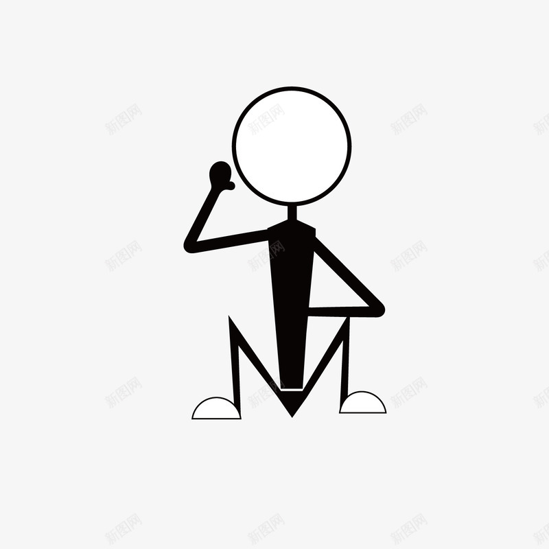 坐下呼唤的人png免抠素材_新图网 https://ixintu.com 动作 卡通 坐下 扁平火柴人 站立的火柴人 黑色