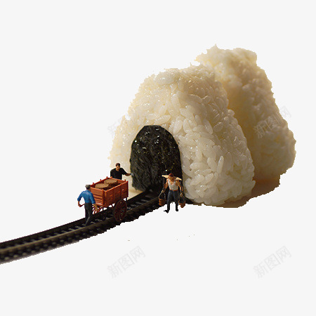 小人国png免抠素材_新图网 https://ixintu.com 卡通人物 缩小人物 铁轨 隧道