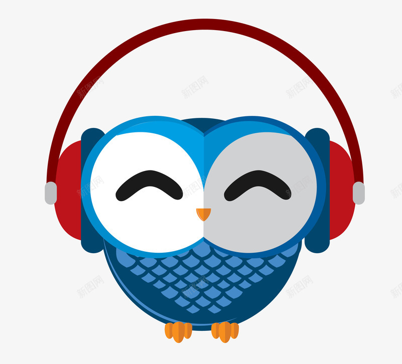 陶醉在歌声中的猫头鹰矢量图eps免抠素材_新图网 https://ixintu.com 卡通 可爱 听歌 带着耳麦的猫头鹰 猫头鹰 贴纸猫头鹰 陶醉在歌声中的猫头鹰 矢量图