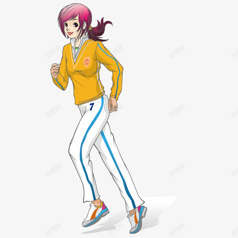 跑步运动png免抠素材_新图网 https://ixintu.com 奔跑 女孩 跑步 运动 运动服