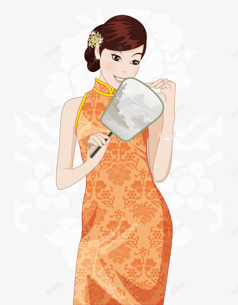 古典旗袍美女png免抠素材_新图网 https://ixintu.com 古典旗袍美女矢量素材 女性扇子 扇子 旗袍素材 旗袍美女 美女矢量 美女素材