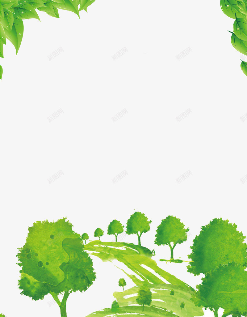 绿色清新健康低碳出行海报背景png免抠素材_新图网 https://ixintu.com 低碳出行 健康 树木 海报 清新 环保 绿色 草地
