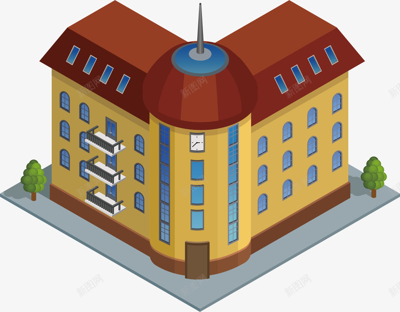 瓦房高楼png免抠素材_新图网 https://ixintu.com 卡通 瓦房 科技楼 科技楼房 科技楼梯 高楼