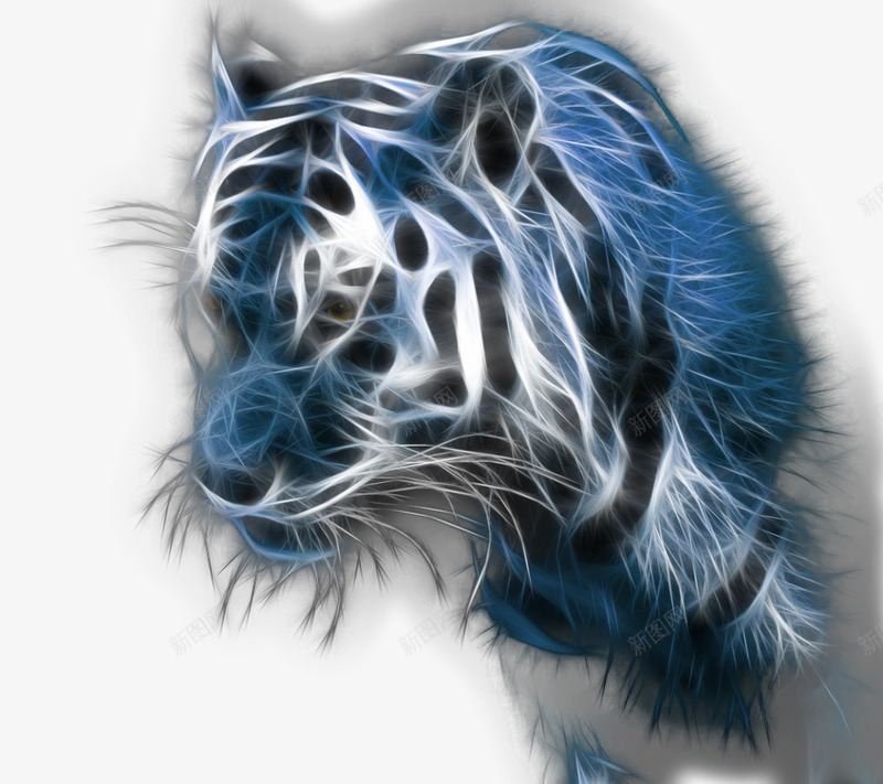 科幻的老虎png免抠素材_新图网 https://ixintu.com png图形 png装饰 动物 科幻 老虎 蓝色 装饰