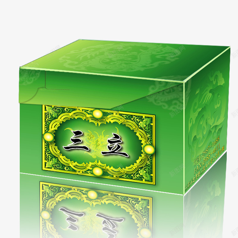 绿色环保三立长方形盒子psd免抠素材_新图网 https://ixintu.com 环保 简约 绿色 花纹 长方形盒子