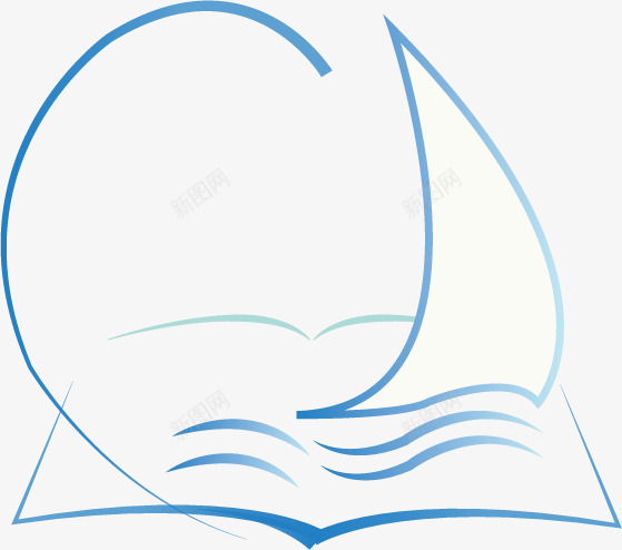 杨帆起航logo矢量图图标ai_新图网 https://ixintu.com 公益LOGO 公益logo 图书 手绘 扬帆logo 扬帆计划logo 捐书活动 线条 蓝色 矢量图