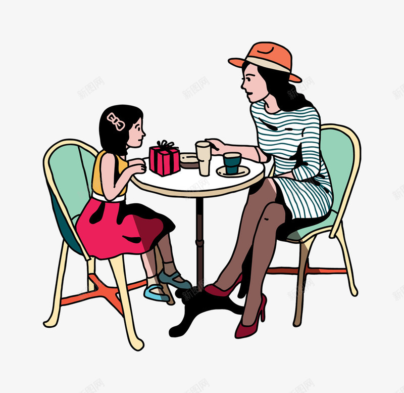 用餐的母女矢量图ai免抠素材_新图网 https://ixintu.com png图片素材 免费png素材 女儿 妈妈 椅子 用餐 礼物盒 餐桌 矢量图