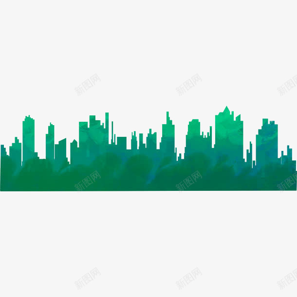 绿色系城市剪影png免抠素材_新图网 https://ixintu.com 剪影 城市 建筑 房子 绿色系城市剪影免费下载