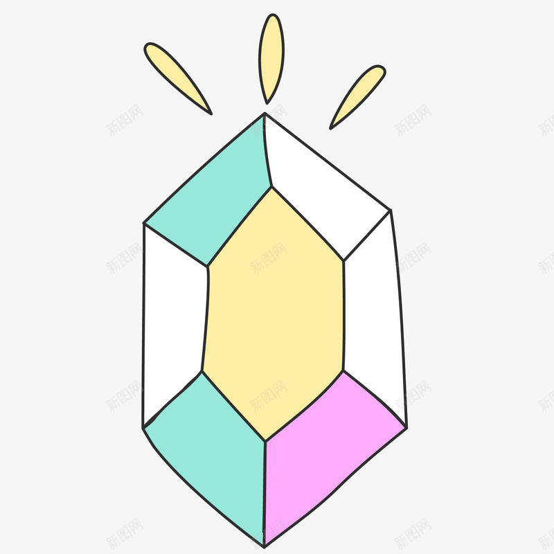 钻石简笔画png免抠素材_新图网 https://ixintu.com 儿童绘画 六边形钻 宝石 手帐画 珠宝 简笔画 钻石 闪闪发光