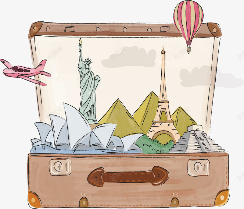 棕色手绘旅游行李箱矢量图ai免抠素材_新图网 https://ixintu.com 手绘风 旅游 旅游季 旅游海报 棕色行李箱 矢量png 行李箱 矢量图