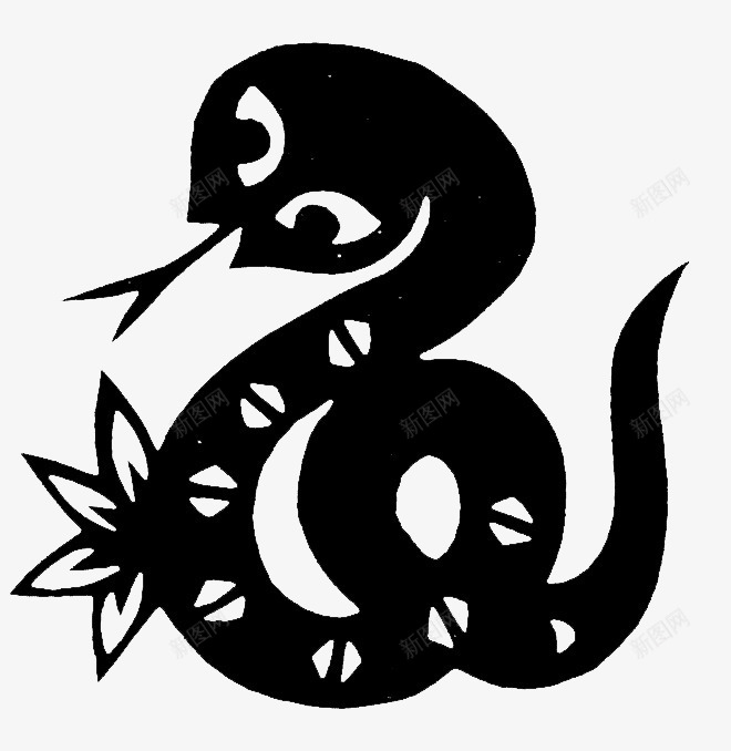 蛇png免抠素材_新图网 https://ixintu.com 剪纸 剪花 动物 印花 扁平化蛇 蛇 装饰图案 黑蛇