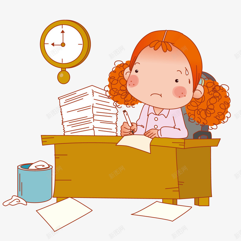 努力学习的女孩png免抠素材_新图网 https://ixintu.com 人物 刻苦的女孩 卡通 奋斗的女孩 学习的女孩