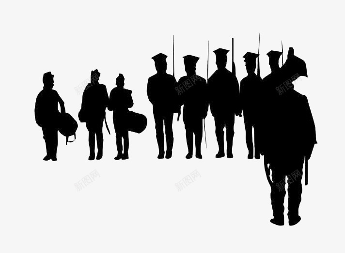 排队军人剪影png免抠素材_新图网 https://ixintu.com 八一 军人 军人剪影 剪影 士兵 建军节