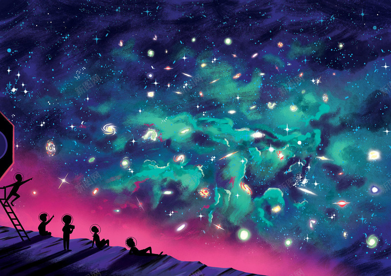 星空插画png免抠素材_新图网 https://ixintu.com 插画 星空 景 高清